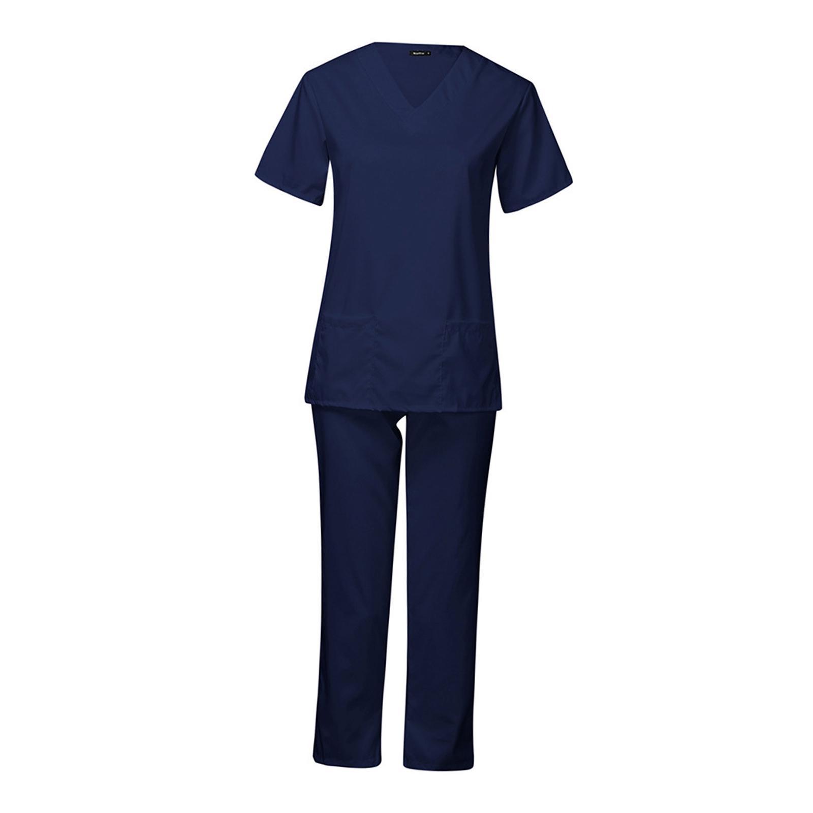 Unisex V Neck Scrubs Set Uniform - Women and Man Nursing Scrubs Set Top and Pants Workwear