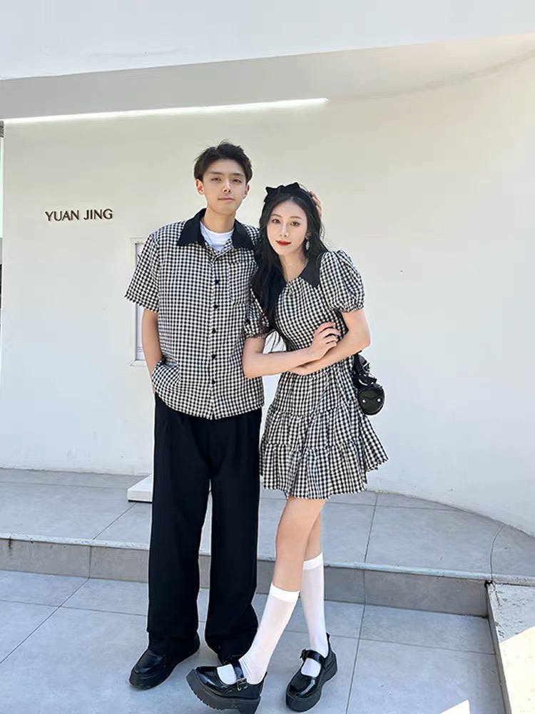Set váy áo đôi nam nữ đen trắng đẹp Couple Tina - AV015