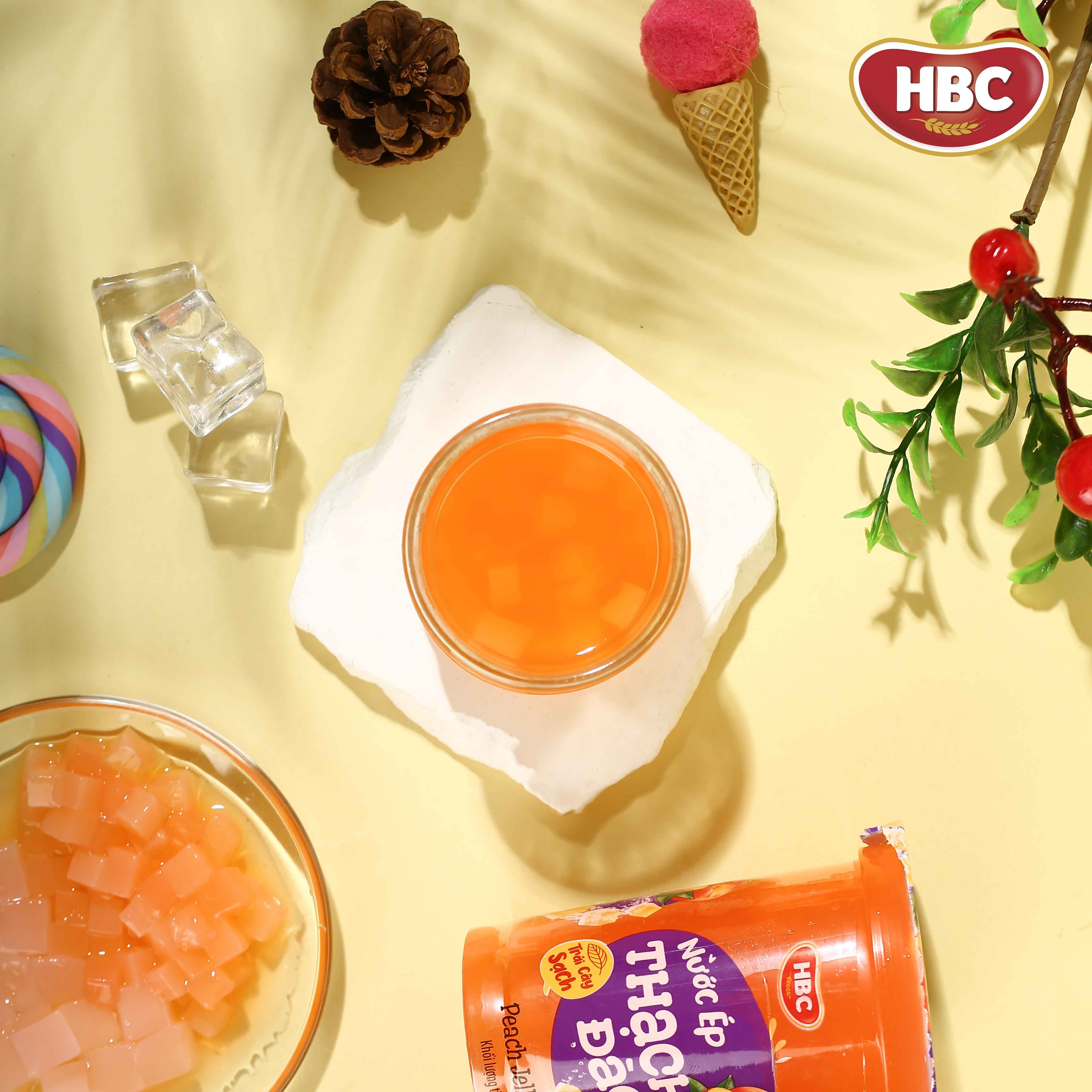 Nước ép thạch Đào - HBC Foods - 220Gr/Ly - Hàng chính hãng