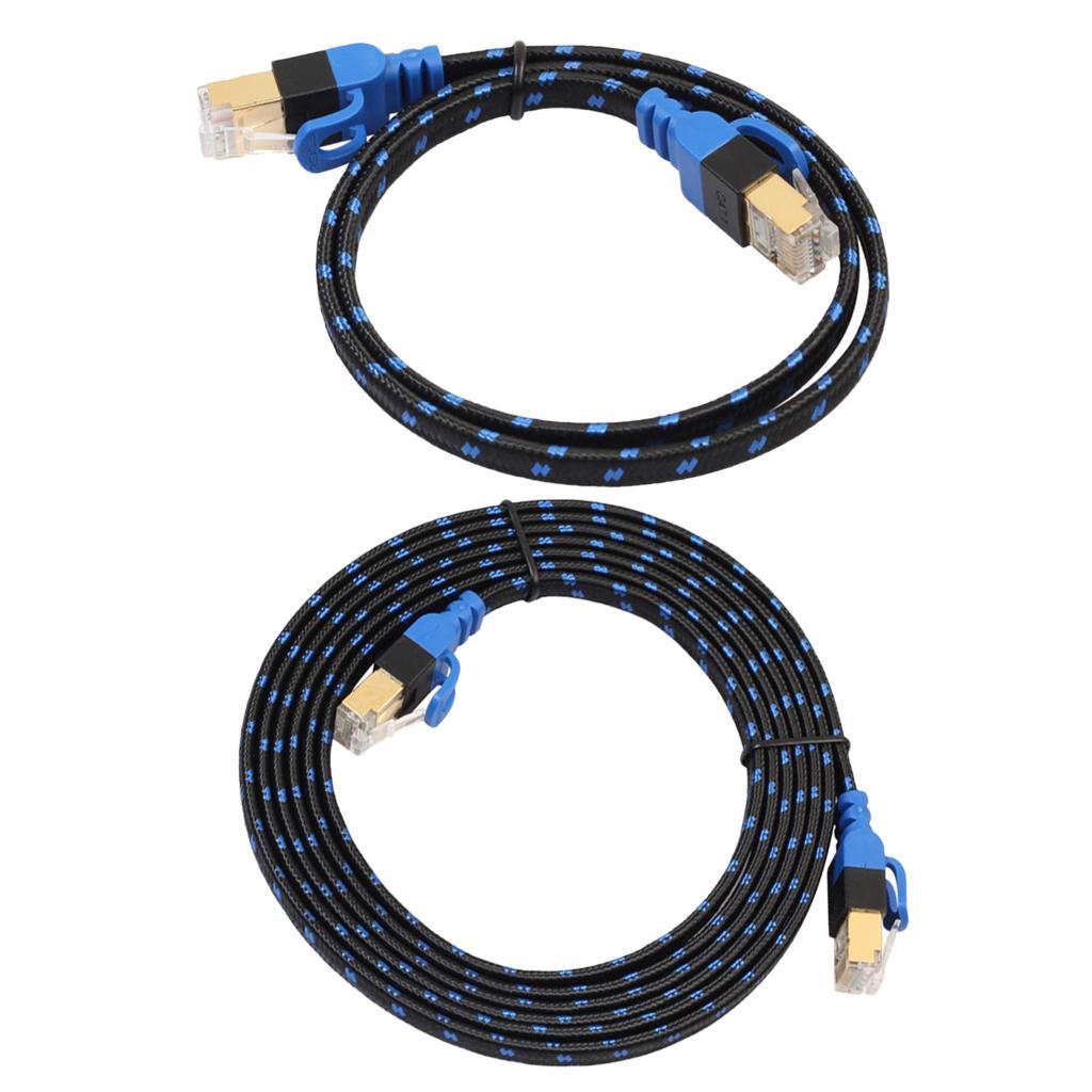 2 Pieces Cat7 Ethernet Cable Lan Network RJ45 Patch Cable Cord Braid NAS