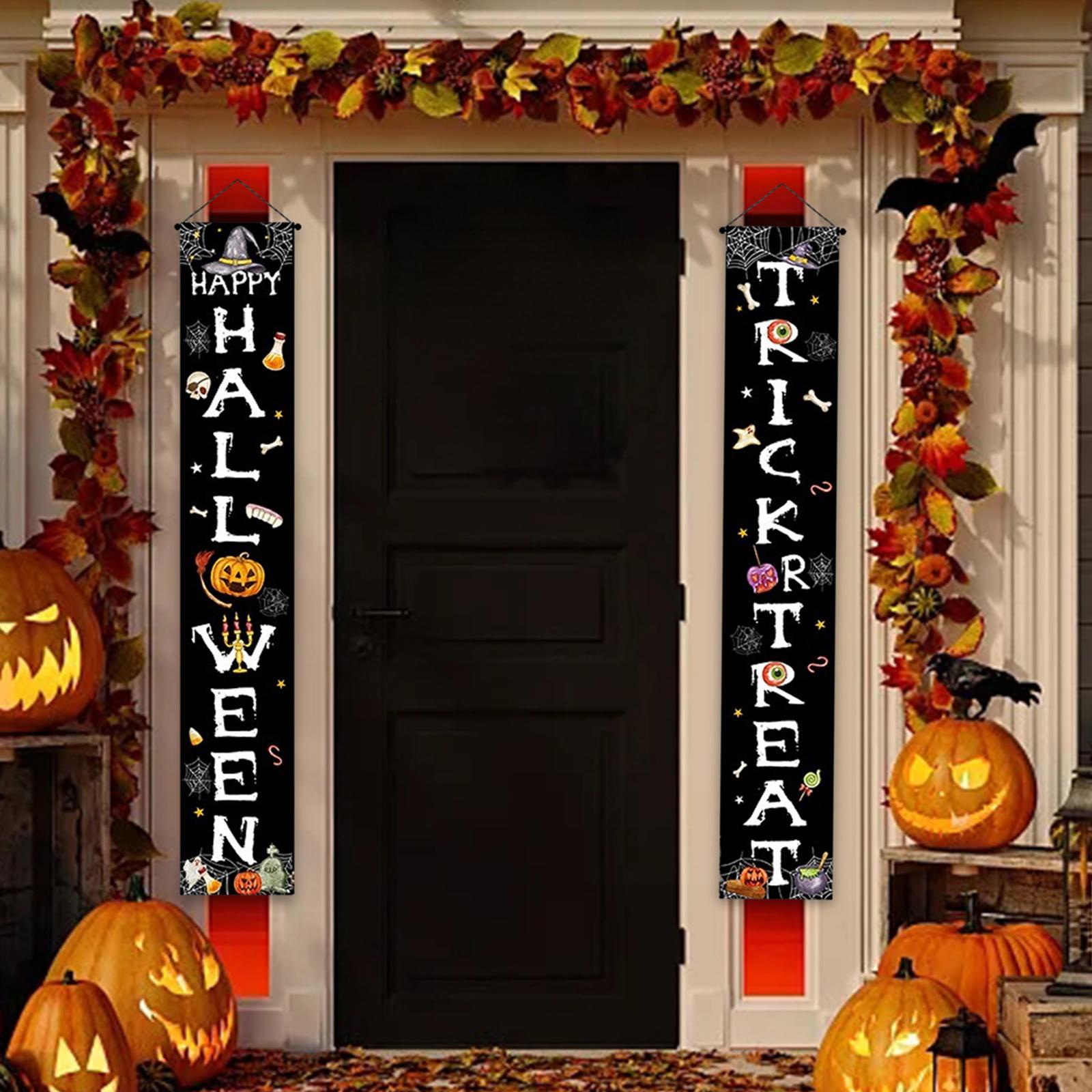 Halloween Banner Hanging Door Decorative Indoor Flag Halloween Decor for Festival Themed Party Haunted House Front Decor