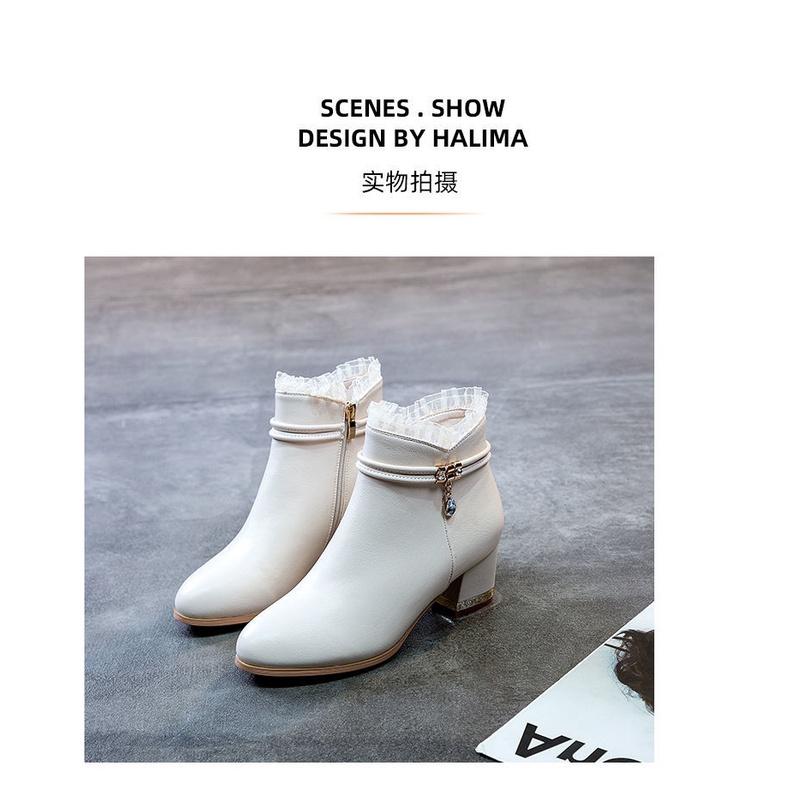 Giày bốt da mềm gót cao vừa thời trang mùa thu cho nữ 2021