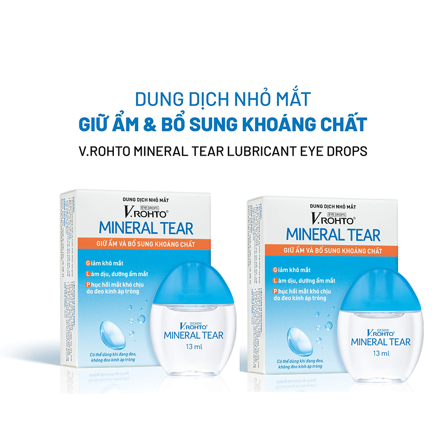 Combo 2 Dung dịch nhỏ mắt giữ ẩm &amp; bổ sung khoáng chất V.Rohto Mineral Tear 13ml