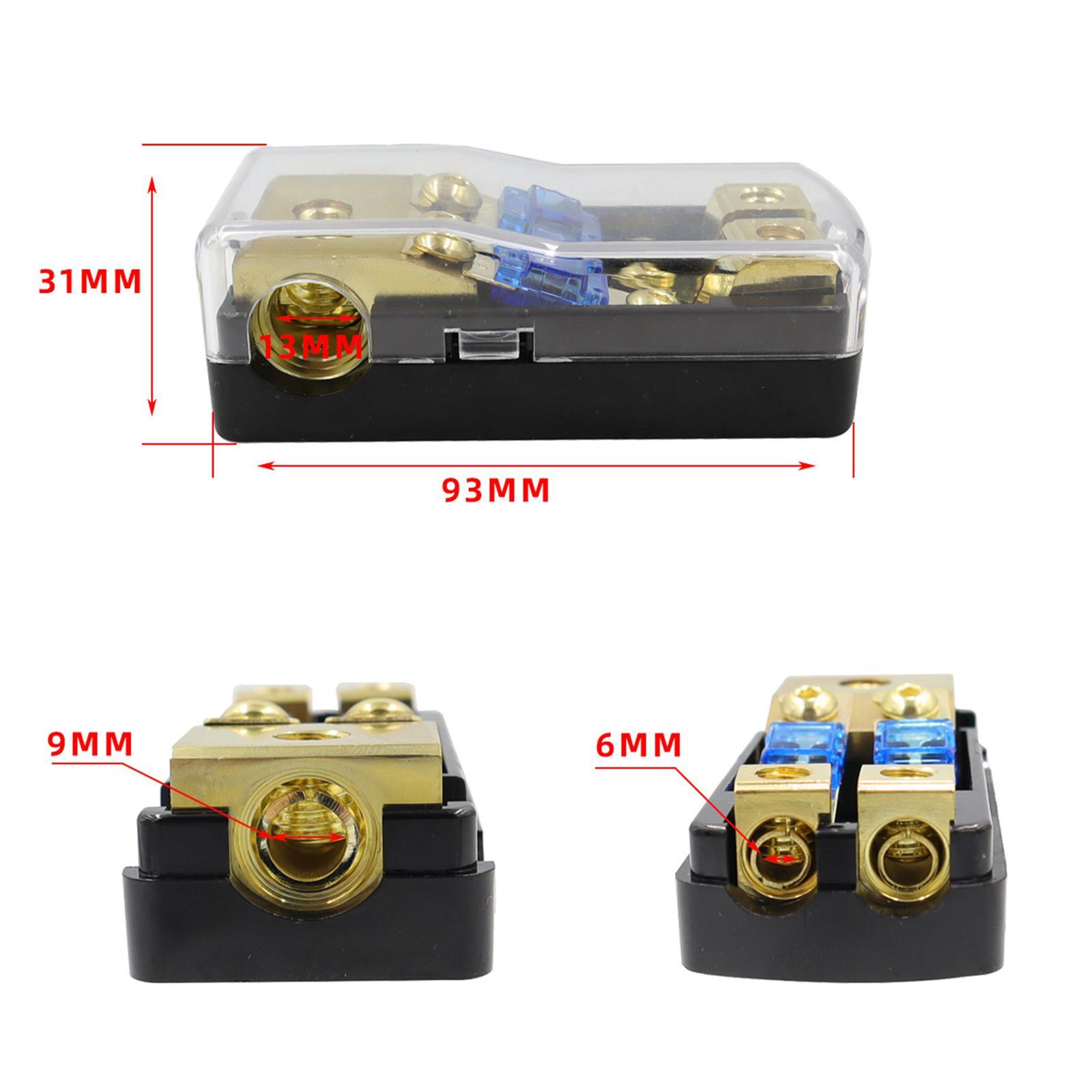 Mini Anl Fuse Holder, Fuse Box Block, Support 0 2 4 Gauge in 4/8 gauges Out 2 Way with 60A Mini Fuse, Distribution Block for Car Audio Stereo