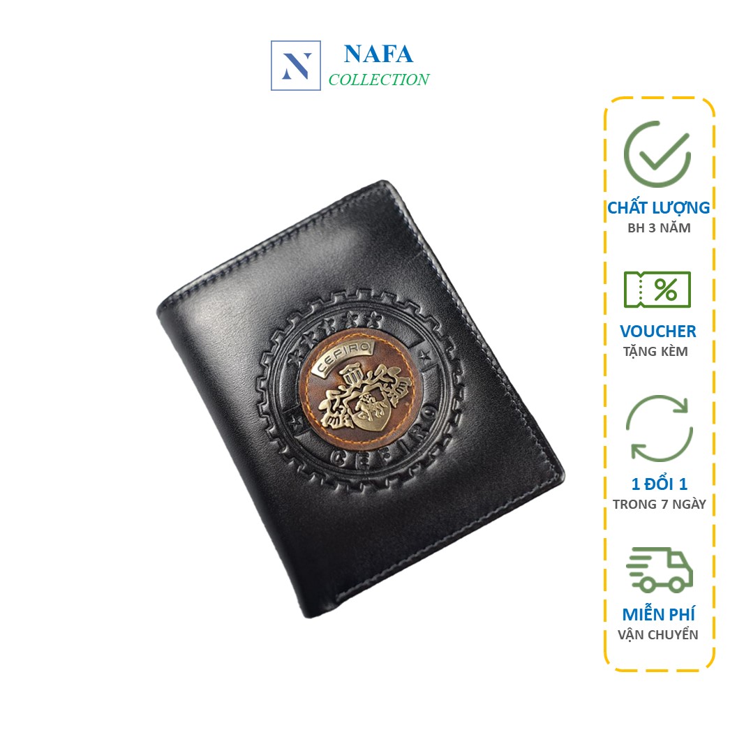 Ví da nam Cefiro dáng đứng NAFA WS224 chất liệu da bò cao cấp thời trang - Màu đen sang trọng