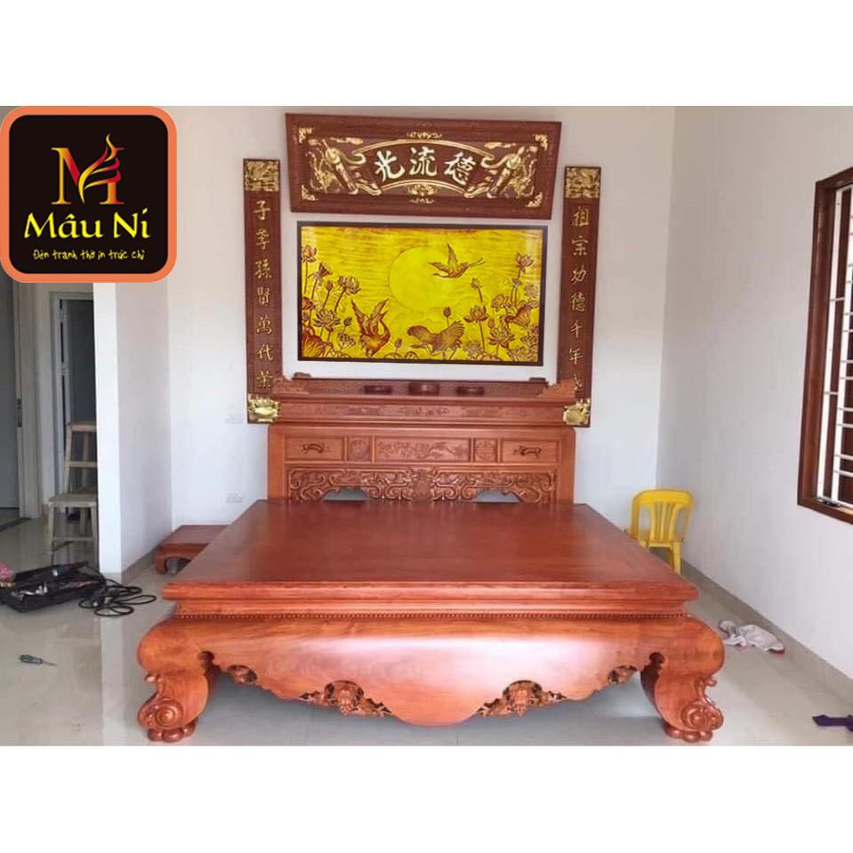 Tranh trúc chỉ in MÂU NI, kt 107cm x 81cm, Sen cò