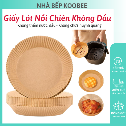 Giấy lót nồi chiên không dầu nến dạng khay hình tròn không lỗ - Set 50 khay giấy nến đa năng tiện dụng