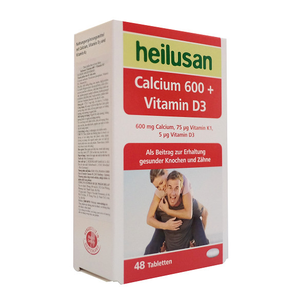 HEILUSAN CALCIUM 600 + VITAMIN D3 – BỔ SUNG CANXI GIÚP XƯƠNG RĂNG CHẮC KHỎE ( HỘP 3 VỈ X 16 VIÊN)