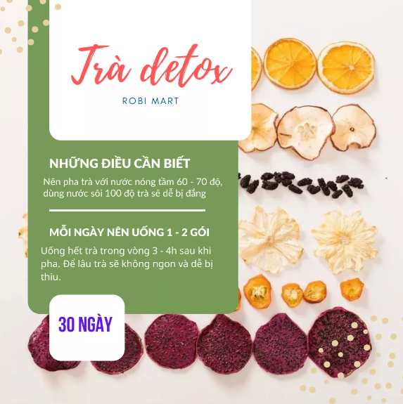 Set trà detox vip hoa quả sấy khô robimart 5 vị giảm cân, đẹp da, thanh lọc cơ thể - không bình, hộp, túi vải