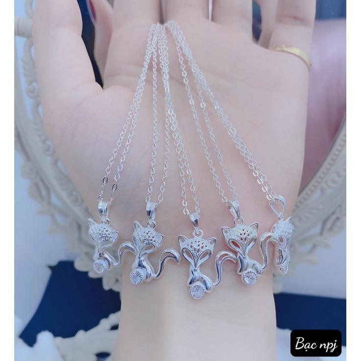 Dây chuyền hồ ly ôm đá, Vòng cổ nữ Bạc Ta , siêu rẻ - Bạc Npj