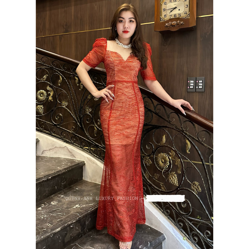 Đầm Body Kim Sa Đỏ Dáng Đuôi Cá Cao Cấp Neala Dress