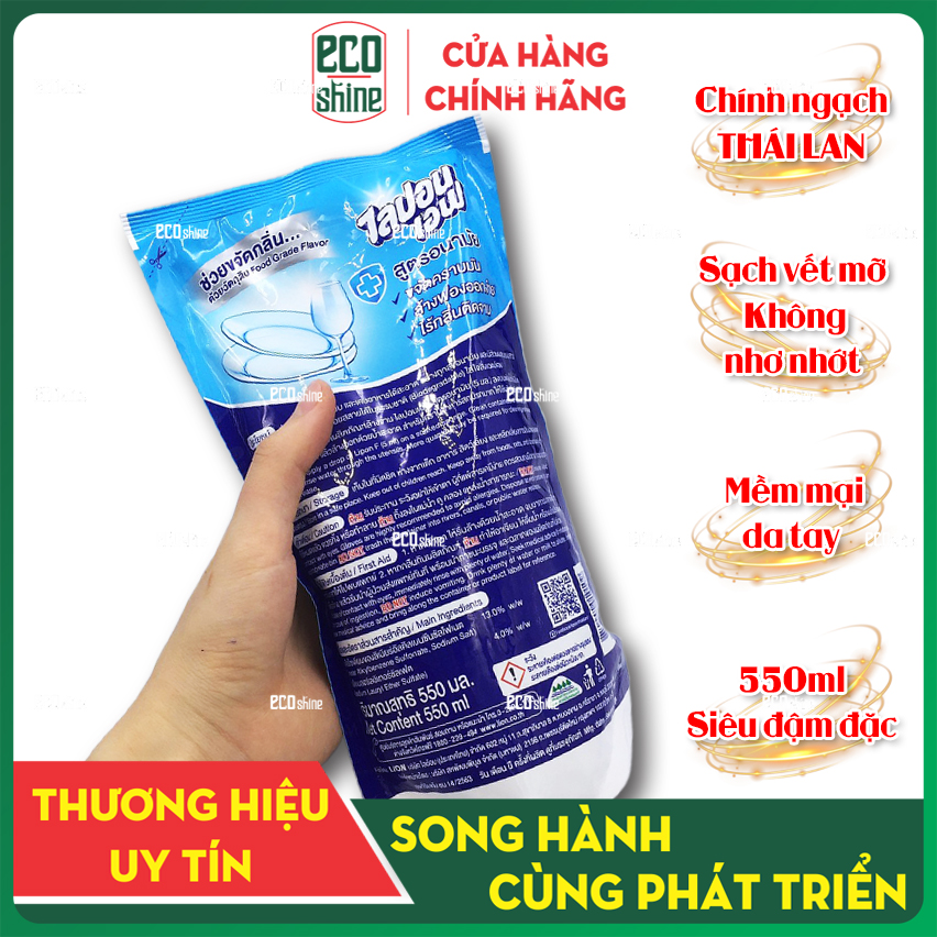 Nước Rửa Chén TháiLan Lipon 550ml Không Mùi, Sạch Bóng, Mềm Mại Da Tay Tuyệt Vời Nhất ecoboss.