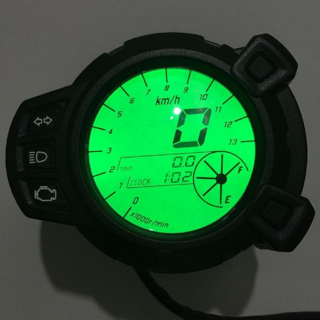 7 Color 12V Motorcycle LCD Digital Tachometer Gauge