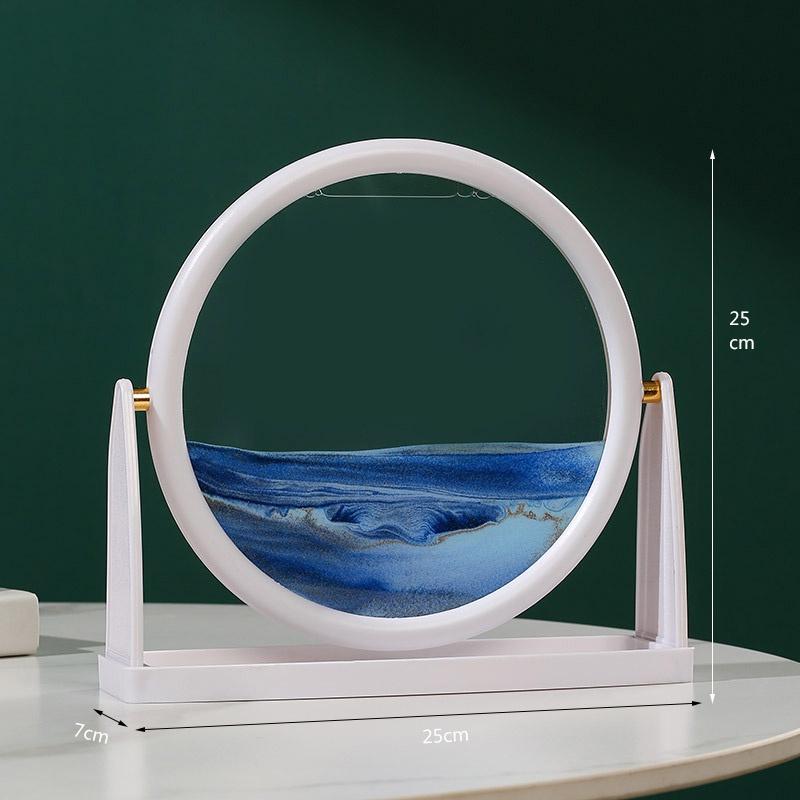 Tranh Cát Chảy 3D - Tròn khung xoay, tranh thủy tinh nghệ thuật trang trí để bàn, quà tặng decor