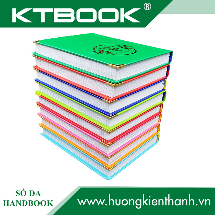 SỔ GHI CHÉP BÌA DA KTBOOK HANDBOOK CAO CẤP 400 trang size 16 x 24 cm ruột giấy in caro (CẮT GÓC)