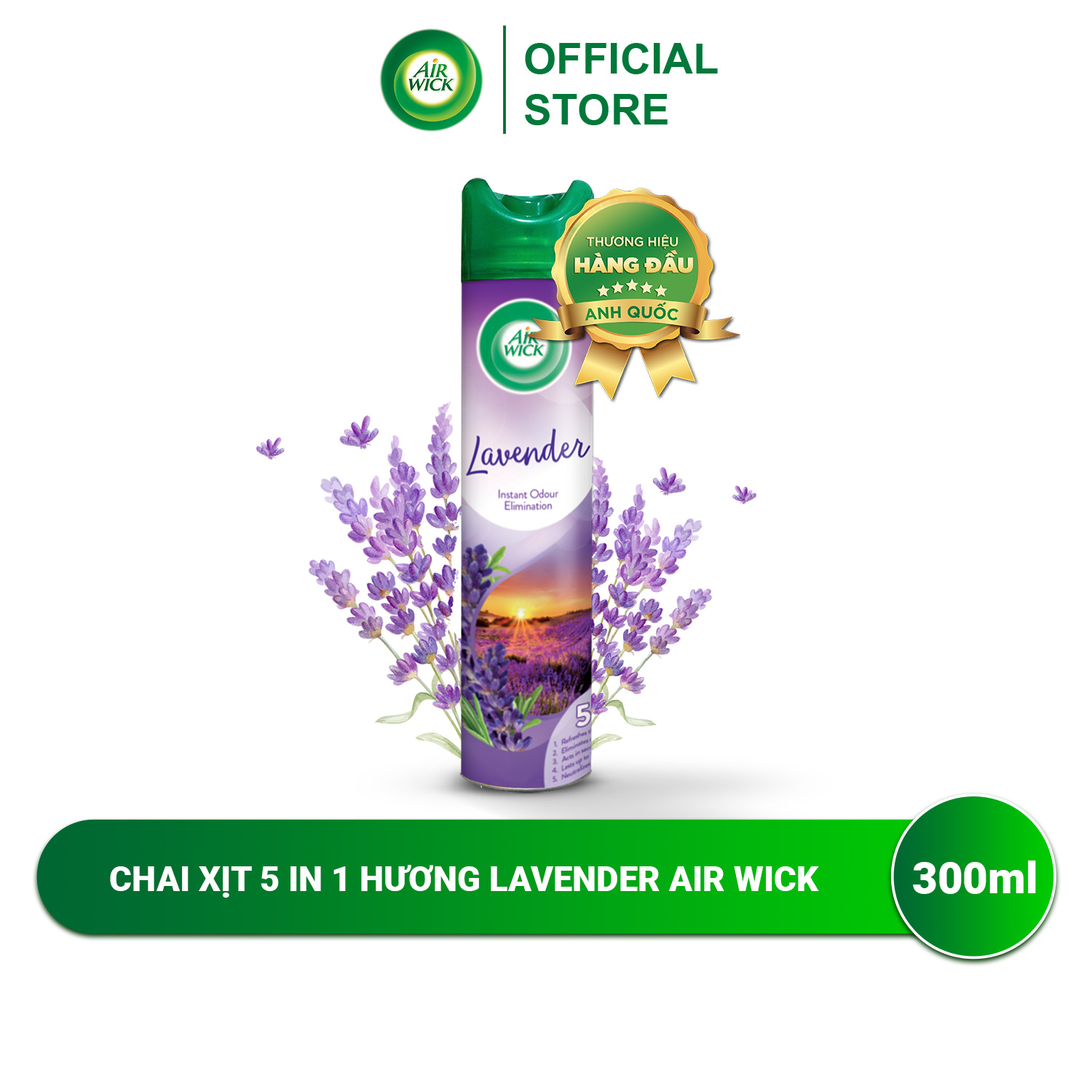 Nước hoa xịt phòng thơm lâu AIRWICK, Anh Quốc, khử mùi và lan tỏa hương thơm ngay tức thì, hương thiên nhiên 300ml