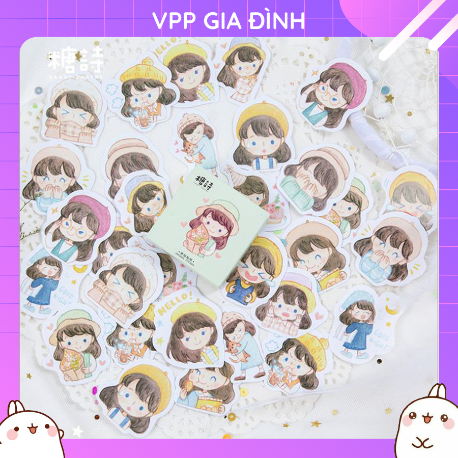 Hộp 45 Miếng Nhãn Dán Sticker Cô Gái Sugar