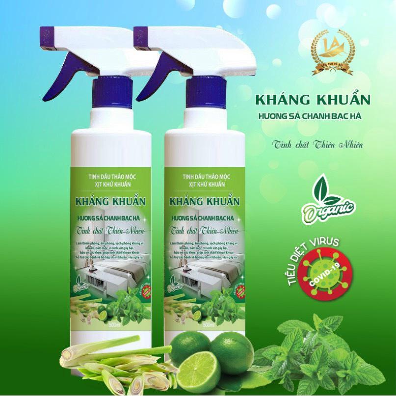 Tinh dầu thảo mộc xịt khử khuẩn chai 500ml hương chanh, xả, tía tô