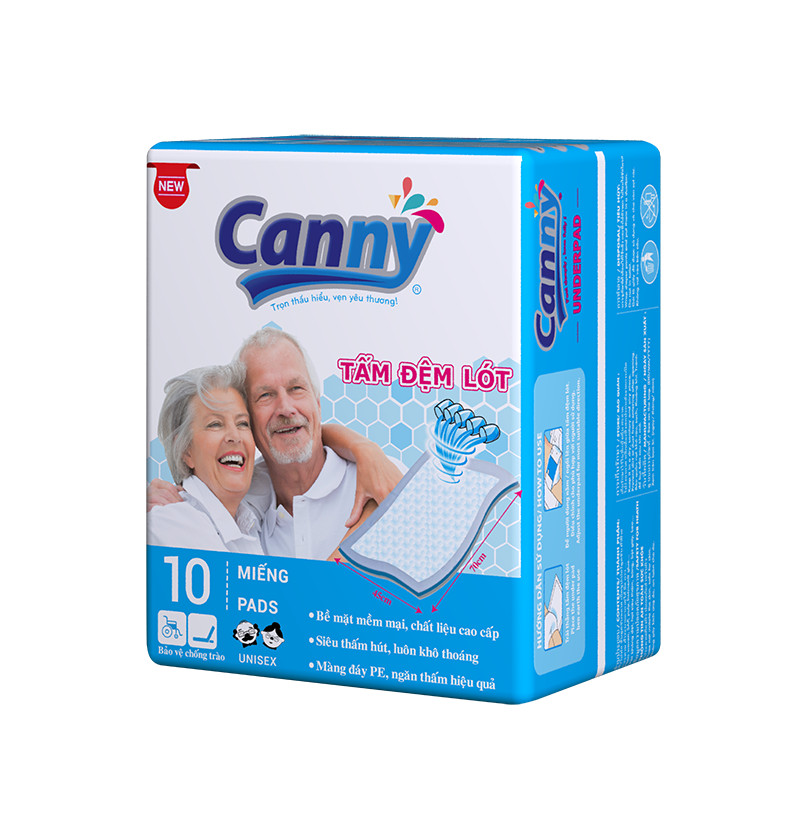 Tấm Đệm Lót Người Lớn CANNY Siêu Mềm Mại, Siêu Thấm, Kháng Khuẩn (10 miếng/gói)
