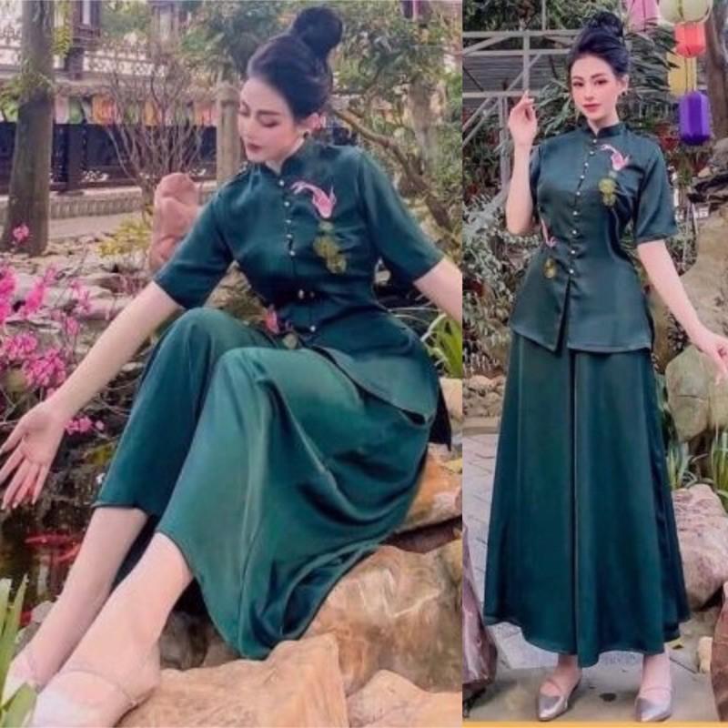 Đồ Lam Đi Chùa # Cá Ngọc Quần Váy # Vải Lụa Cao Cấp# Quần Áo # Đồ Bộ