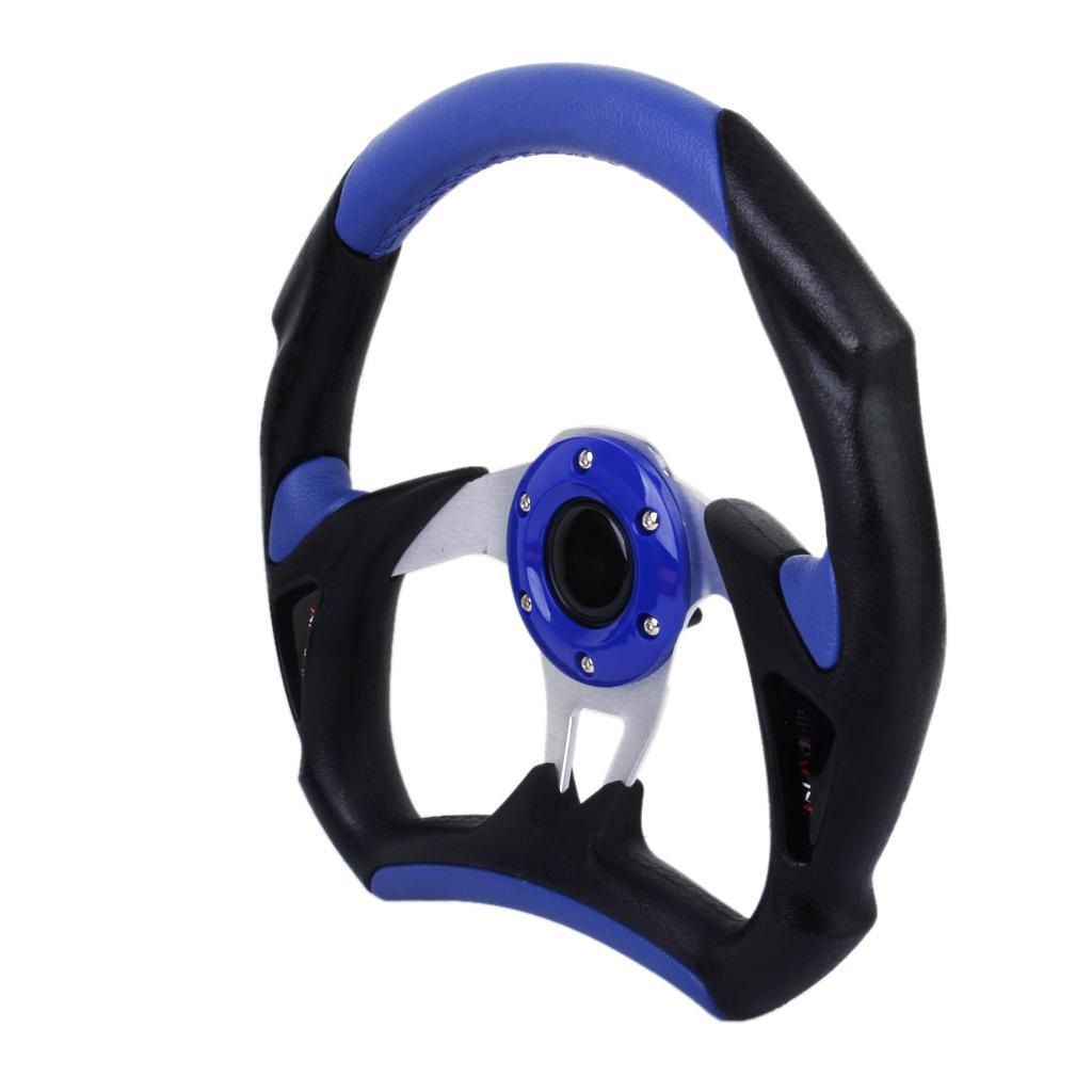 Universal PU Leather Car Racing Steering Wheel Sport F1 JDM Auto Blue+Black
