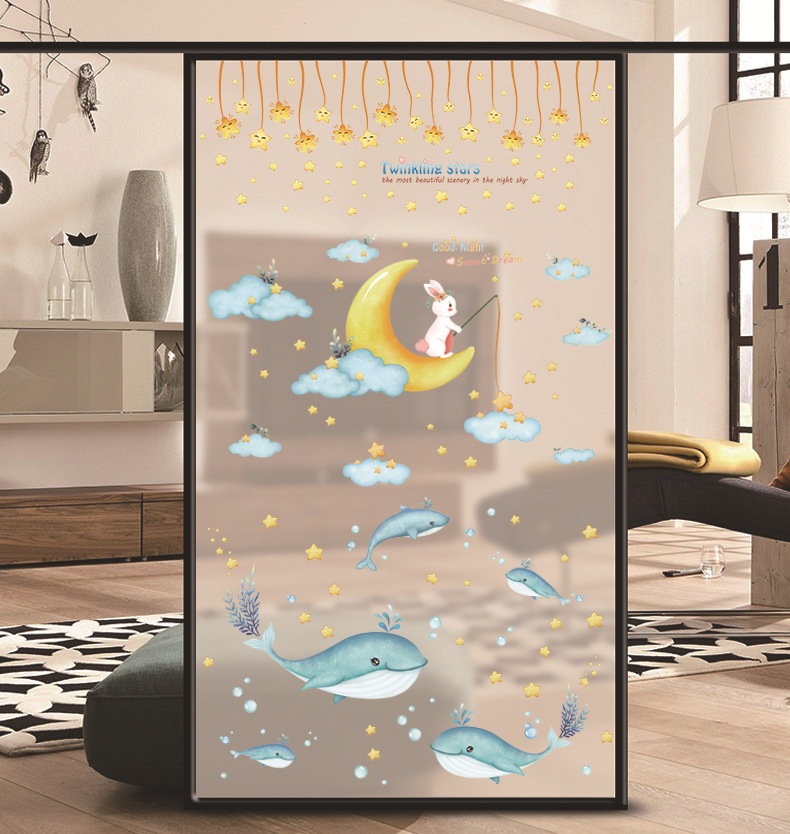 Decal giấy dán tường kết hợp thỏ ngọc kích thước 270 cm*180 cm XC9056+XC9057+XC9058