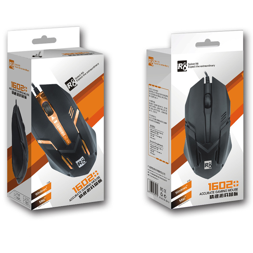 Chuột Chuyên Game R8 1602 Đèn Led Đa Màu + Tặng Kèm Bộ Vệ Sinh 4 Món - HÀNG CHÍNH HÃNG