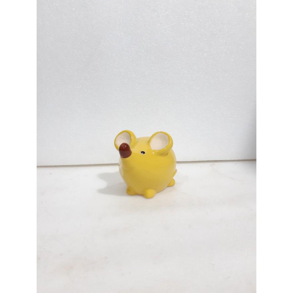 Tượng Chuột gốm men trắng mini