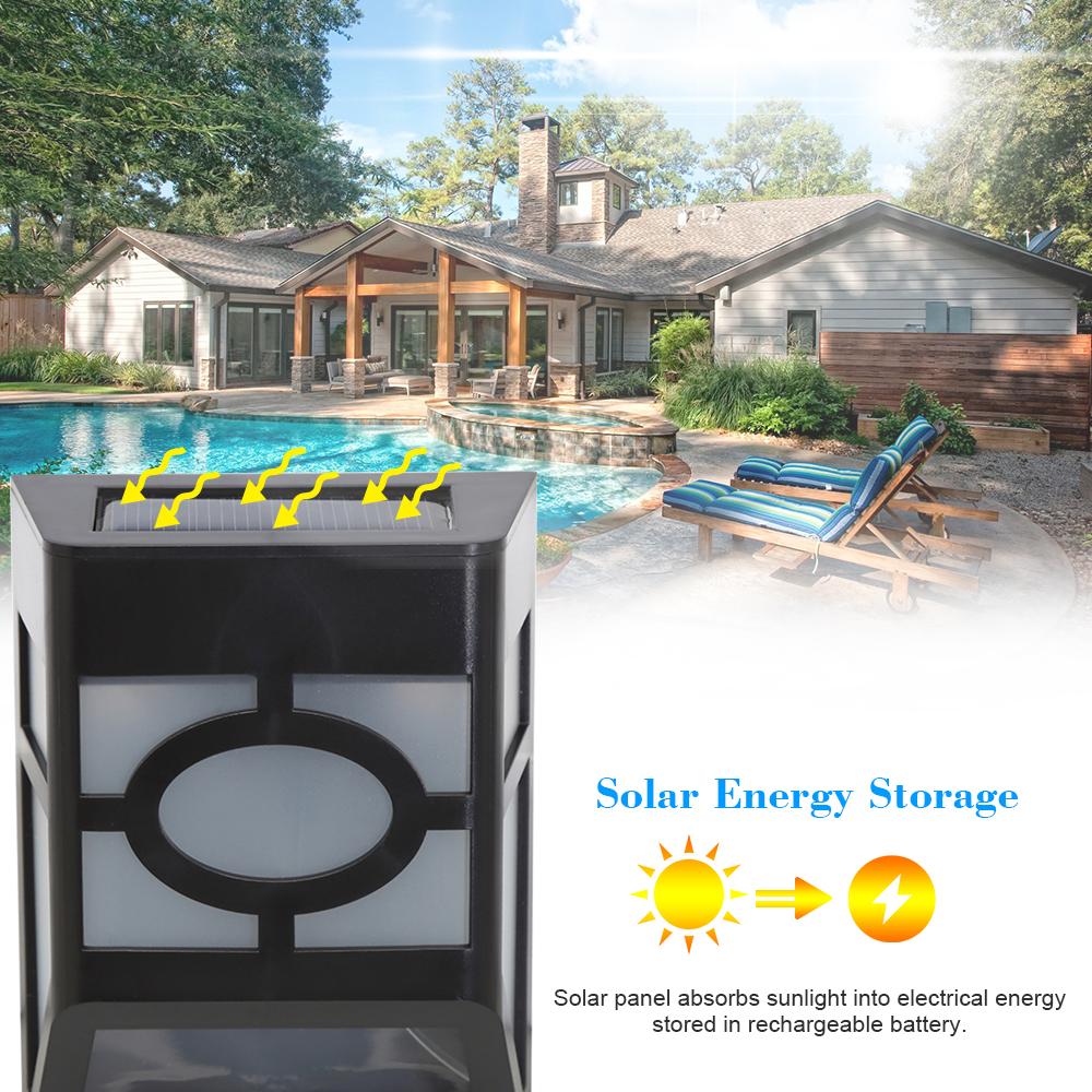 Solar Powered LED Light Wall Lamp 2 LEDs Solar Energy Light Sensor Wall Night Lights Energy Saving Outdoor Waterproof for Home Garden Yard Stairway Fence Patio Wall Pathway Lamps