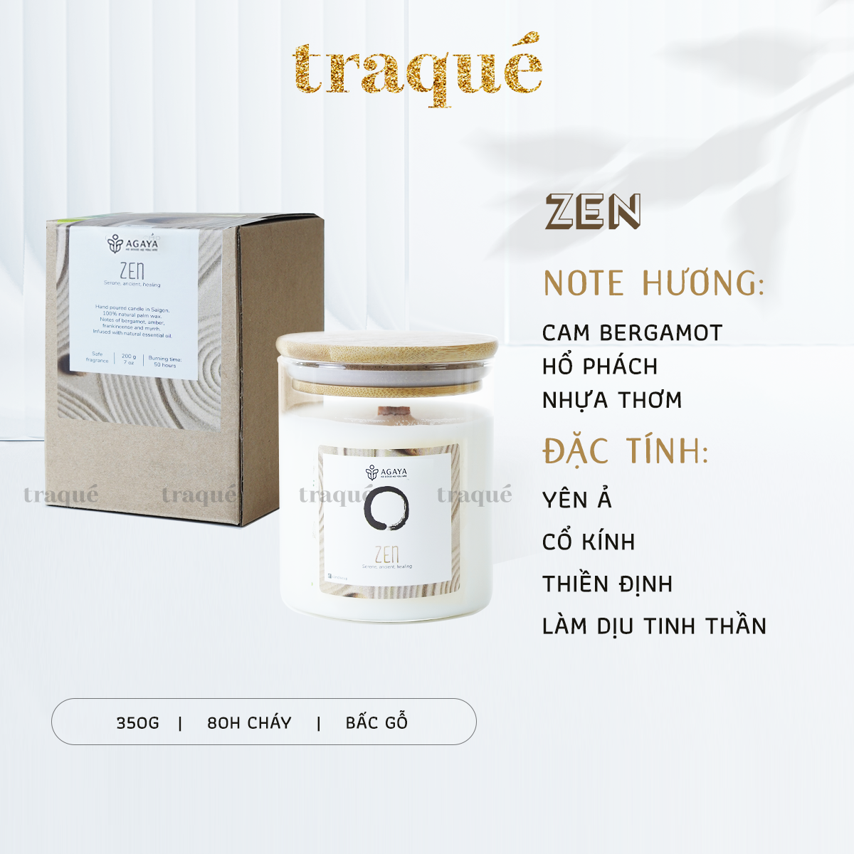 Nến thơm tinh dầu cao cấp không khói an toàn Candle Cup - ZEN/HƯƠNG THIỀN - L - 350G