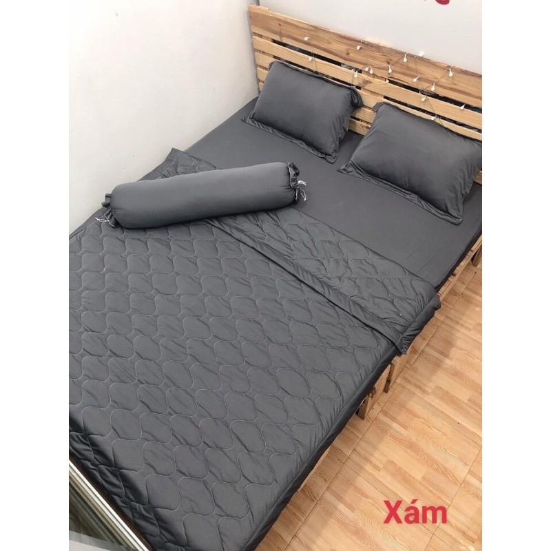 Bộ drap ga thun trơn HQ 4 món mịn, mát, màu sắc đa dạng