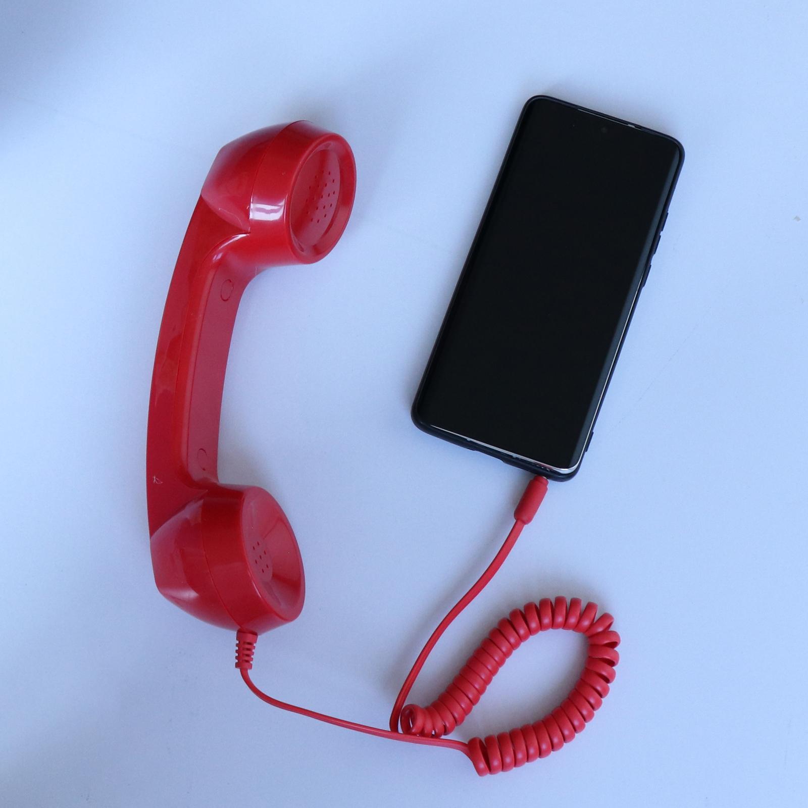 3.5mm Mic  Telephone Handset Phone Classic Receiver Red