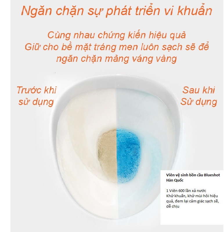 Set 2 Vỉ Viên thả vệ sinh khử mùi khử khuẩn bồn cầu Blueshot Hàn Quốc (1 viên 600 lần xả nước~1 tháng) Hàng mới về 