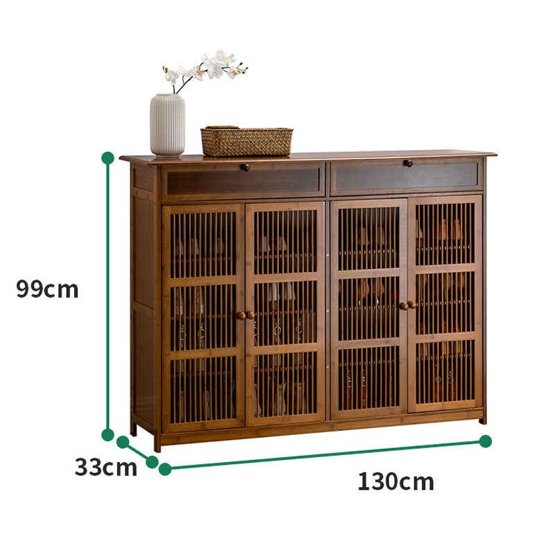 Tủ giày 4 cánh 1m3 x 99cm màu nâu cổ điển decor phòng khách đẹp - Kệ để giày dép, Tủ giày thông minh nhiều ngăn