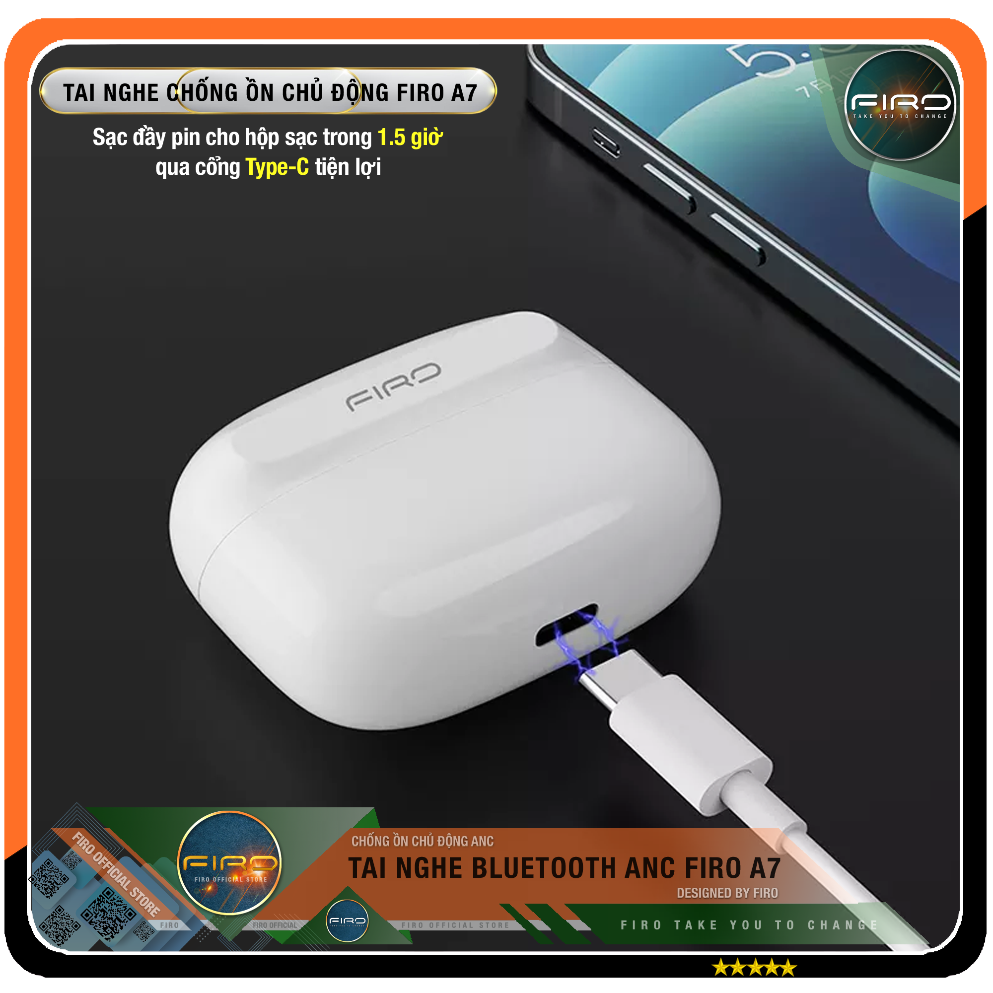 Tai Nghe Bluetooth FIRO Fi5 Pro2 - Tai Nghe Không Dây FIRO Công Nghệ Bluetooth V5.3 - Kháng Nước IPX5 - Điều Khiển Cảm Ứng Thông Minh - Âm Bass Cực Hay - Chống Ồn Cực Tốt - Tai Nghe FIRO Fi5 Pro2 Tương Thích Với Tất Cả Dòng Máy - Hàng Chính Hãng