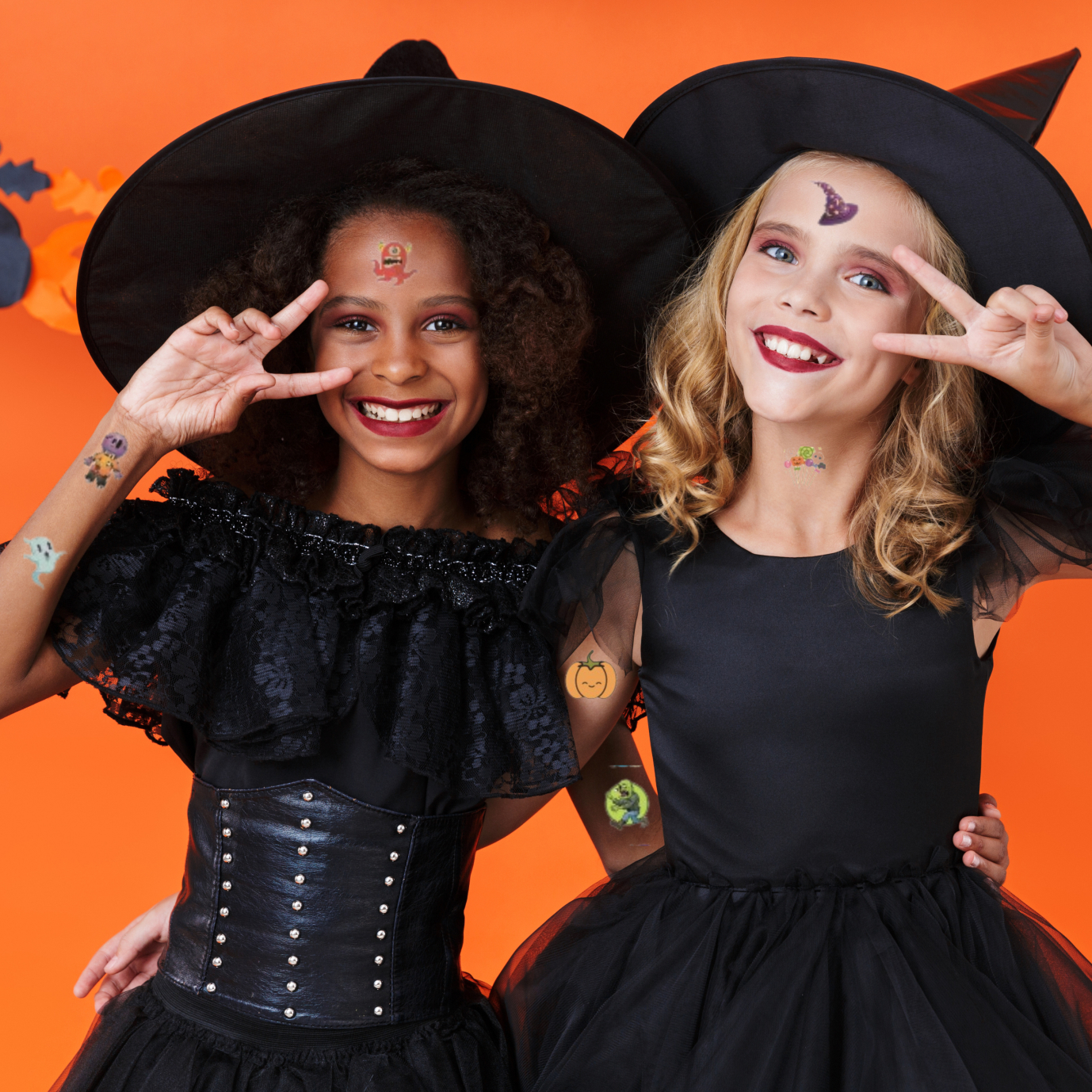 Hình Xăm Miếng Dán Halloween Bí Ngô, Phù Thủy, Bát Kẹo Ma, Dơi Thỏ Mèo Hình Dán Cho Lễ Hội Hoá Trang