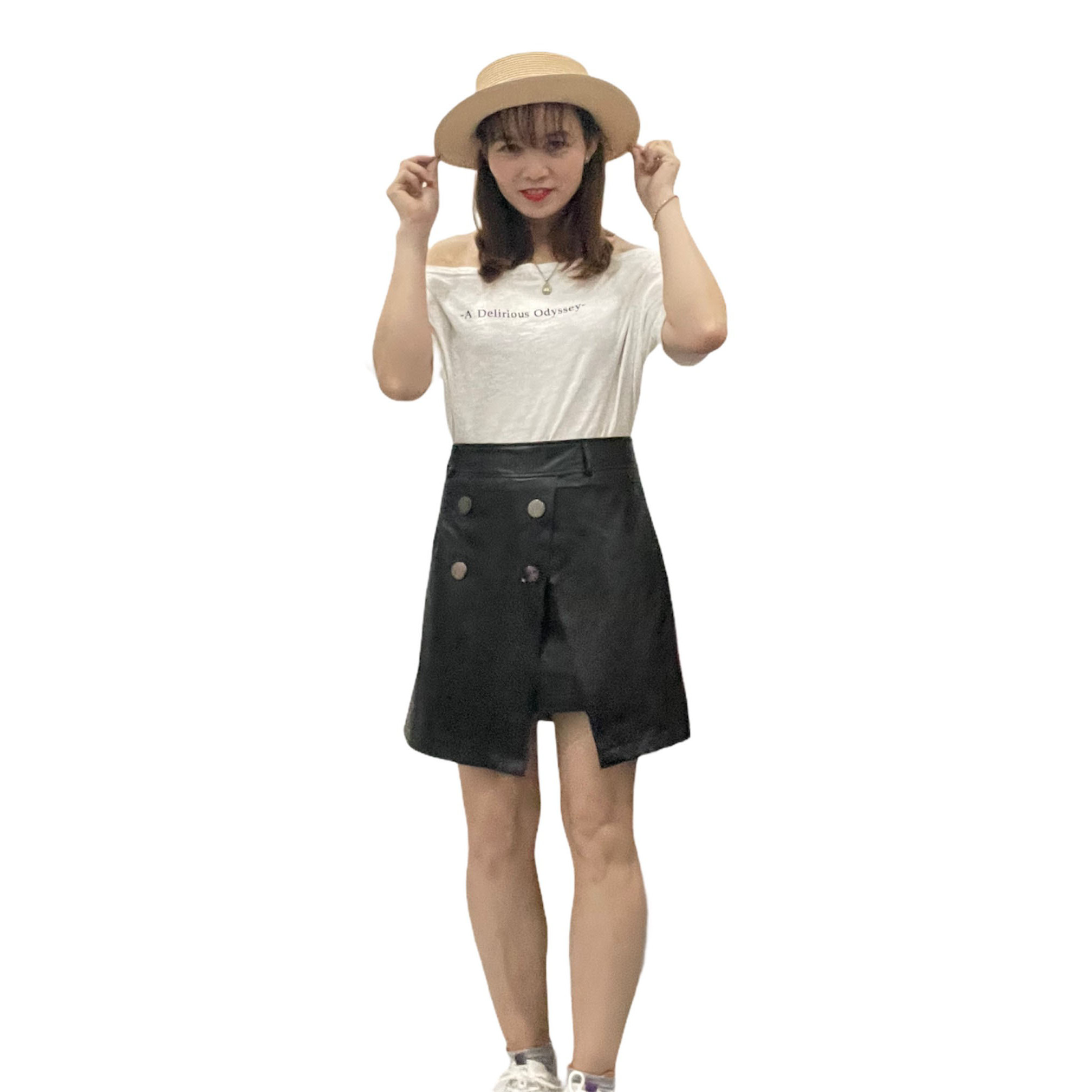 Chân Váy Chữ A Da Pu Lưng Cao Thời Trang Hàn Quốc V11 55-65 KG JIAMI