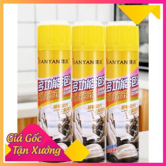 Chai Xịt Bọt Tuyết Vệ Sinh Xe Hơi Jianyan Dung Tích 650ml (Vàng) FREESHIP  TP'S