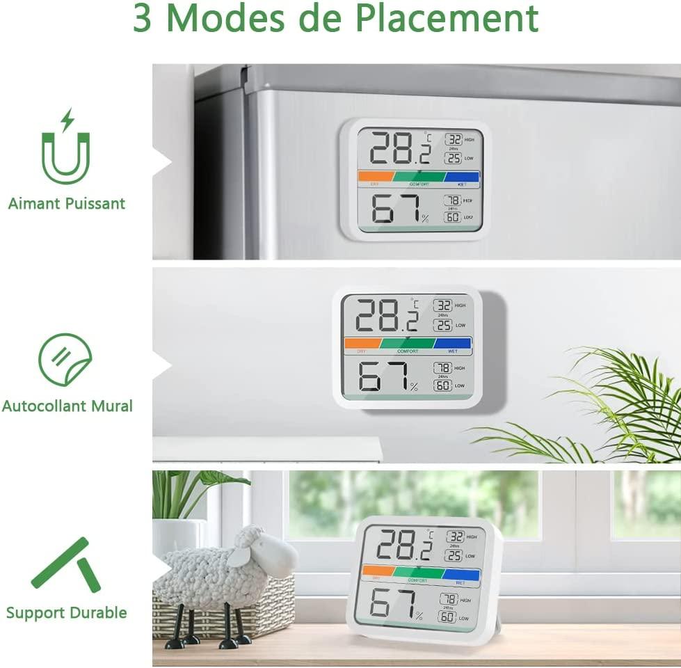 Máy đo nhiệt độ ẩm kế kỹ thuật số trong nhà Màn hình độ ẩm và nhiệt độ với ℉ / ℃ Chuyển đổi Giá trị nhiệt độ và độ ẩm tối đa và tối thiểu