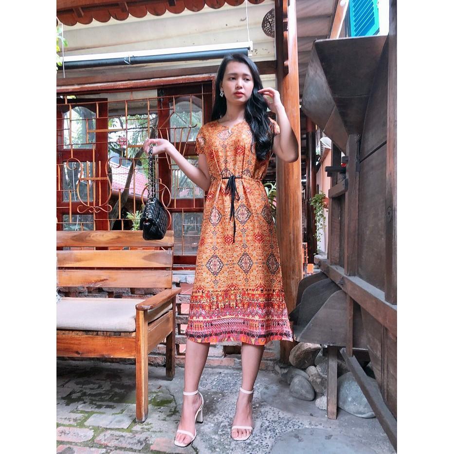 Đầm suông họa tiết thổ cẩm