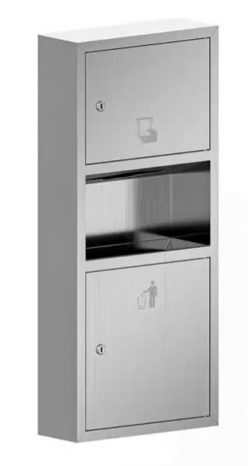 Hộp đựng giấy kết hợp thùng rác, chất liệu SUS304, màu Inox, kích thước 750*300*140mm, hiệu Trevi