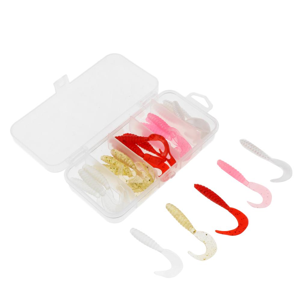 25pcs  Soft Worm Fishing Lures Set Artificial Bait Shad Swimbait