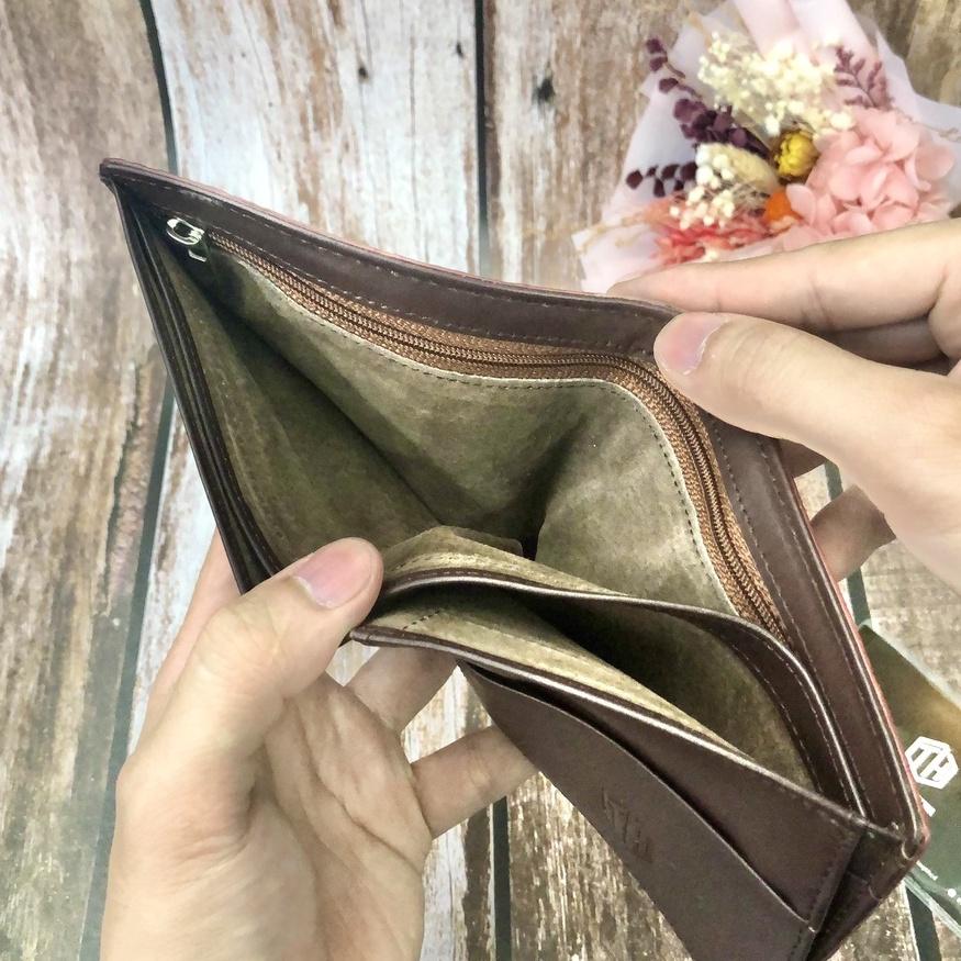 Bóp Nam Da Tay Cá Sấu Thật Màu Nâu Đỏ