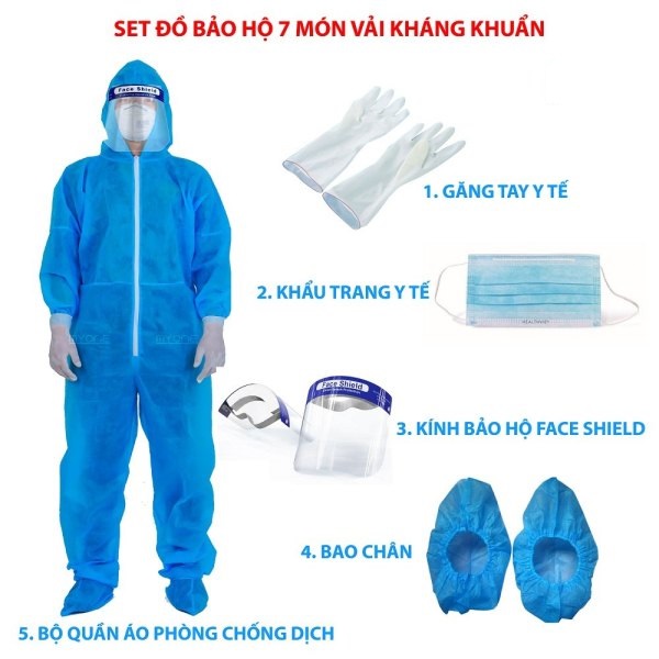 Bộ Quần Áo Bảo Hộ Y Tế Phòng Dịch Phú Quý (7 món)