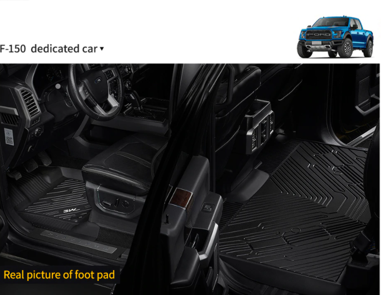 Thảm lót sàn xe ô tô Ford F150 2012-đến nay Nhãn hiệu Macsim 3W chất liệu nhựa TPE đúc khuôn cao cấp - màu đen.,