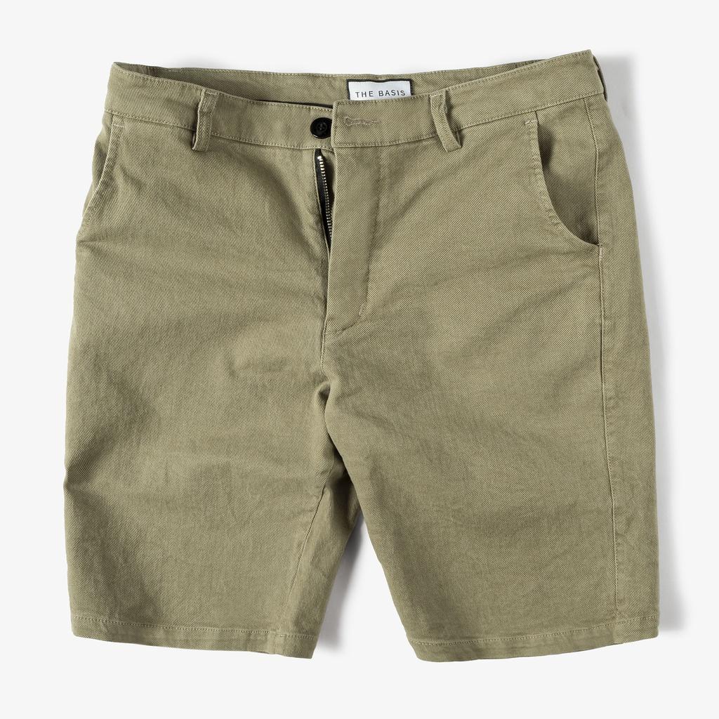 Quần short kaki nam THE BASIS, chât liệu kaki jean co giãn, form regular ôm vừa vặn QK05