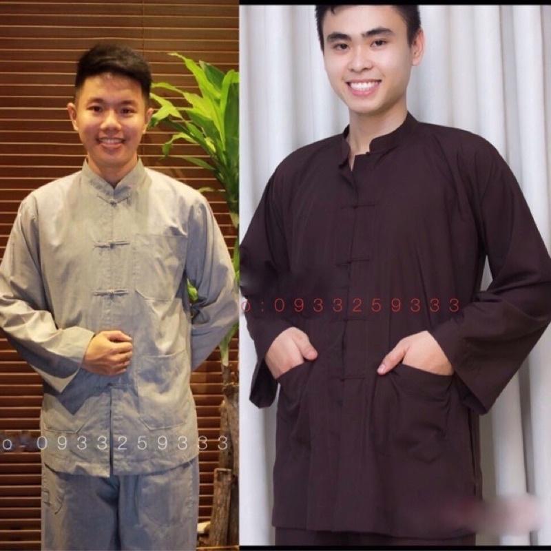 ĐỒ LAM ĐI CHÙA Mẫu Lãnh Tựu Cổ Tàu Dài Tay Không Thêu