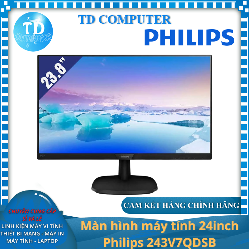 Màn hình máy tính 24inch Philips 243V7QDSB (23.8&quot; IPS FHD 75Hz, HDMI+VGA+DVI-D) - Hàng chính hãng DigiWorld phân phối