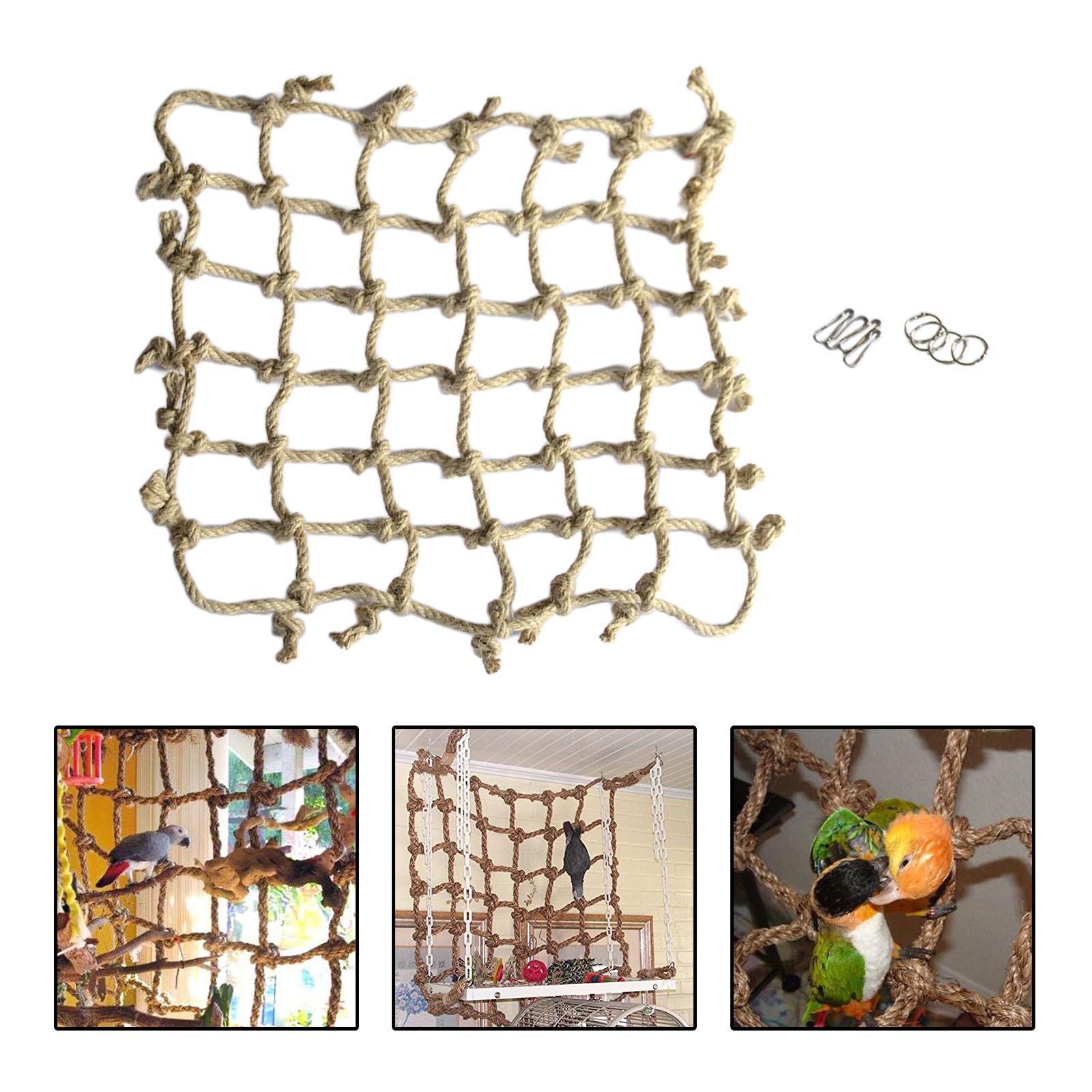 Pet Parrot Climbing Net Cage Perch Hanging Ladder Hammock Cage Swing
