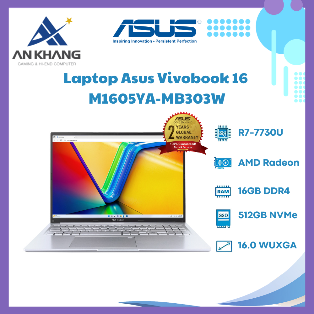 Laptop Asus Vivobook 16 M1605YA-MB303W - Hàng Chính Hãng - Bảo Hành 24 Tháng